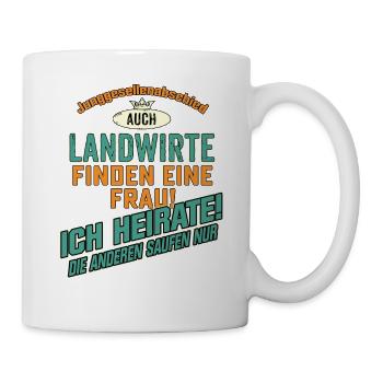 JGA BRAEUTIGAM - Landwirt - petrol strong orange - - Tasse - Weiß - Rechts