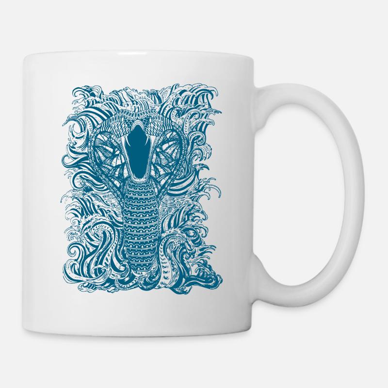Snake-und-Wasser-in-Blau - Tasse - Weiß