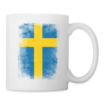 Schweden-Flagge Proud Swedish Vintage Distressed Hemd - Tasse - Weiß - Rechts