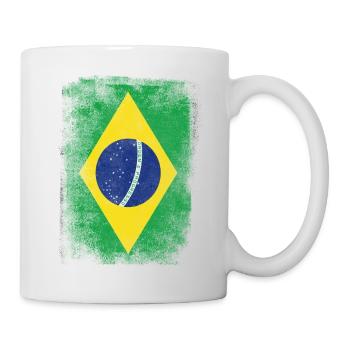 Brasilien-Flagge Proud Brazilian Vintage Distressed - Tasse - Weiß - Rechts
