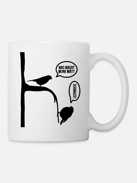 Vogel Diät Schnauze dick Spruch Vögel lustig - Tasse - Weiß