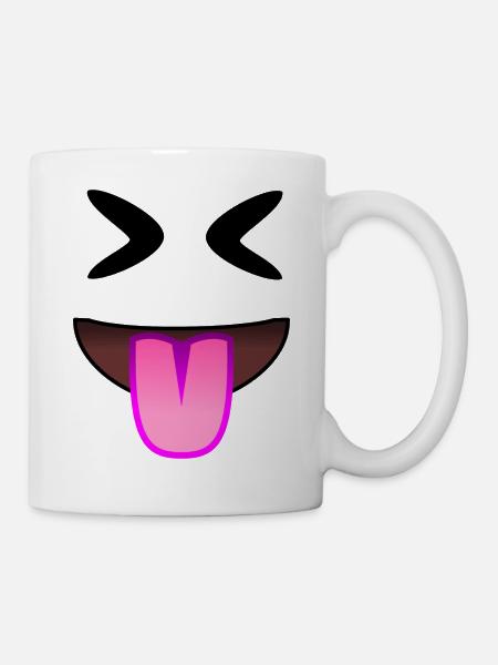 La langue rose montre des rires et des railleries méchants - Mug blanc - blanc