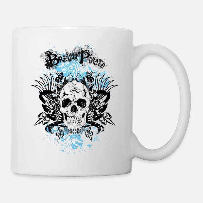 Breizh Piratenkopf des Todeskranichschädels - Tasse - Weiß