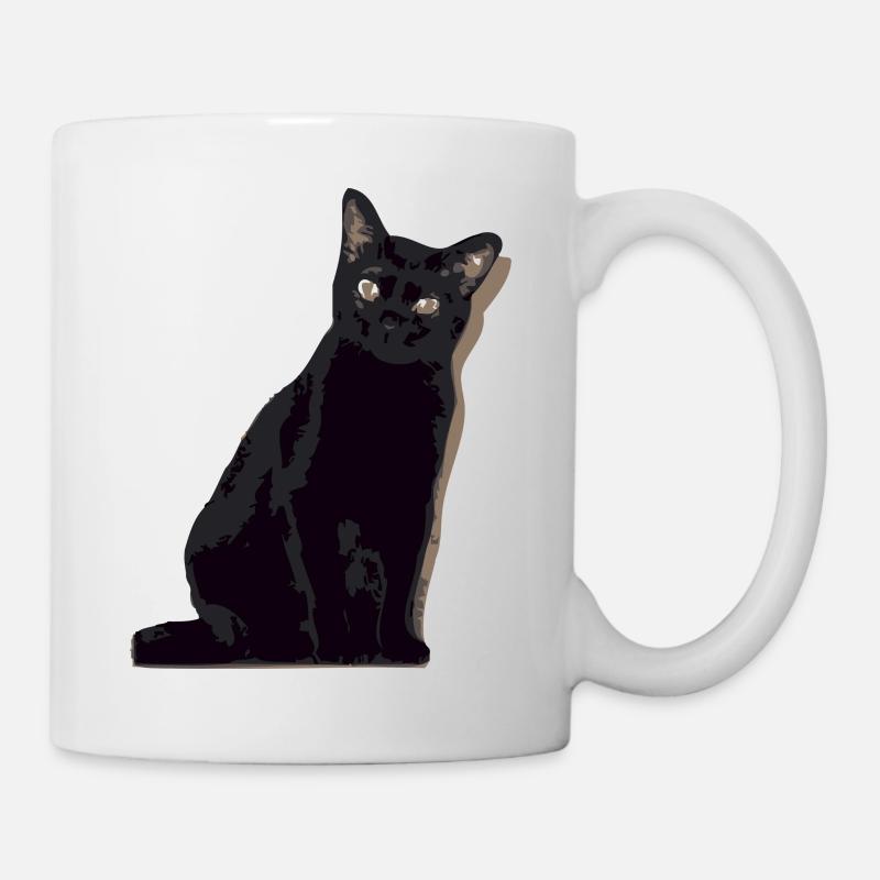 chat noir, black cat - Mug blanc - blanc