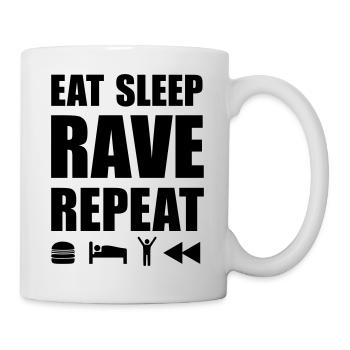 eat sleep rave repeat Icons Techno Festival Spruch - Tasse - Weiß - Rechts