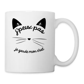 Je peux pas je garde mon chat - Mug blanc - blanc - Droite