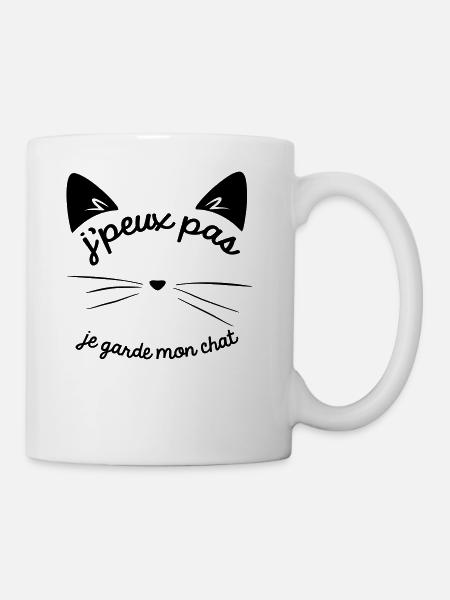 Je peux pas je garde mon chat - Mug blanc - blanc