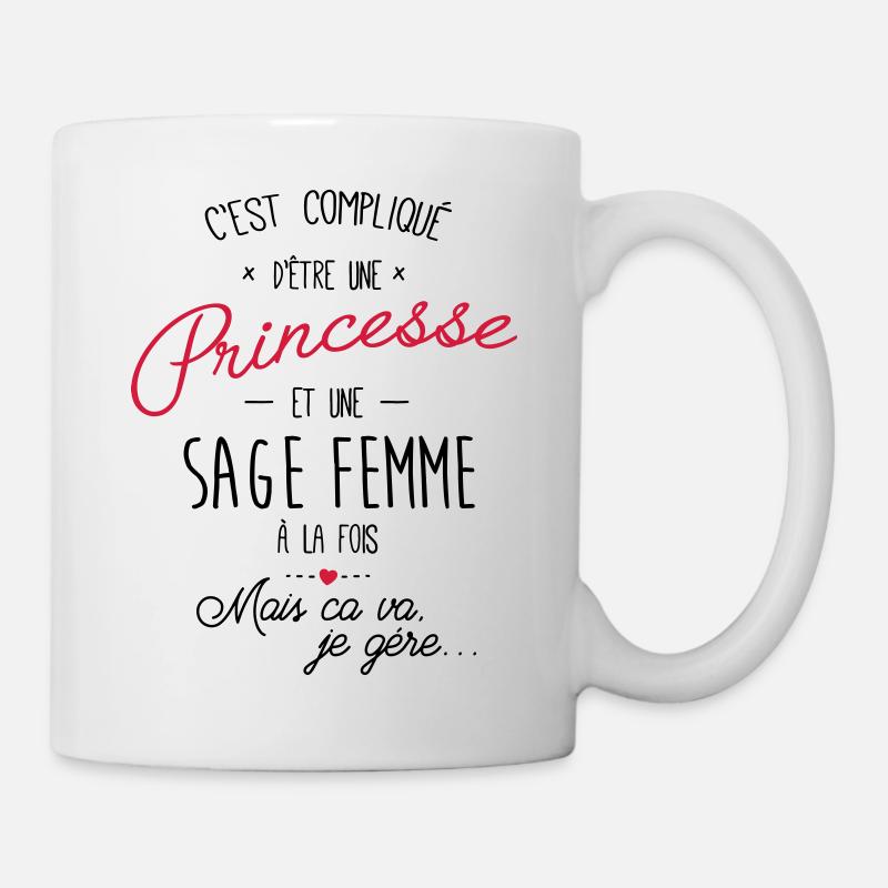 Princesse et sage femme - accouchement - Mug blanc - blanc