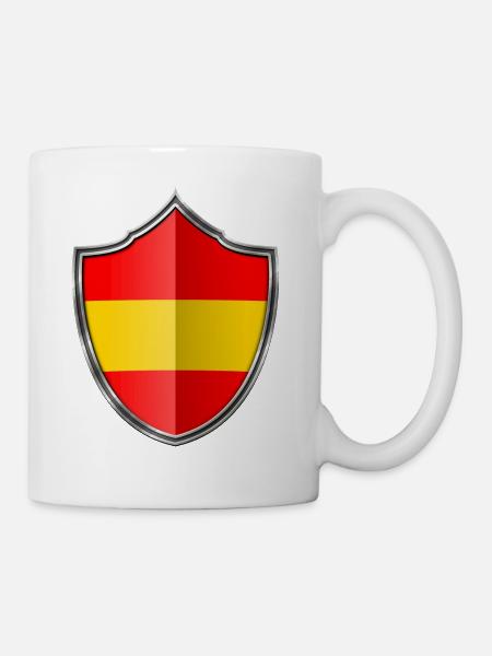 Espagne argent emblème du drapeau 015 - Mug blanc - blanc