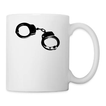Handschellen Fesseln Used Look JGA Game over Stahl - Tasse - Weiß - Rechts