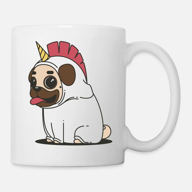 Mops Einhorn - Tasse - Weiß
