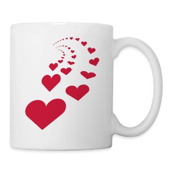 Herzen für Partner und Singles - Tasse - Weiß - Rechts