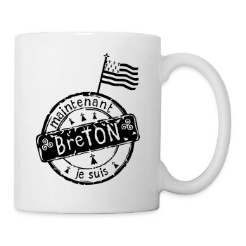 logo je suis breton maintenant drapeau - Mug blanc - blanc - Droite