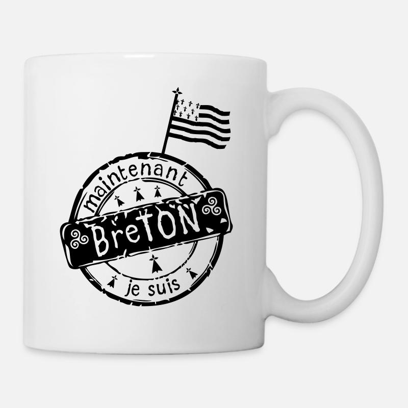 logo je suis breton maintenant drapeau - Mug blanc - blanc