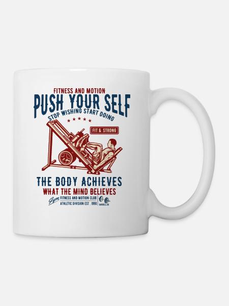 Poussez-vous Lifestyle Fitness bodybuilder sportif - Mug blanc - blanc