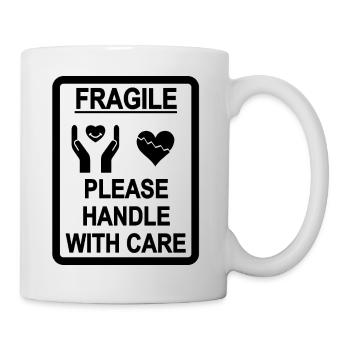 black fragile heart - Mug - white - Right