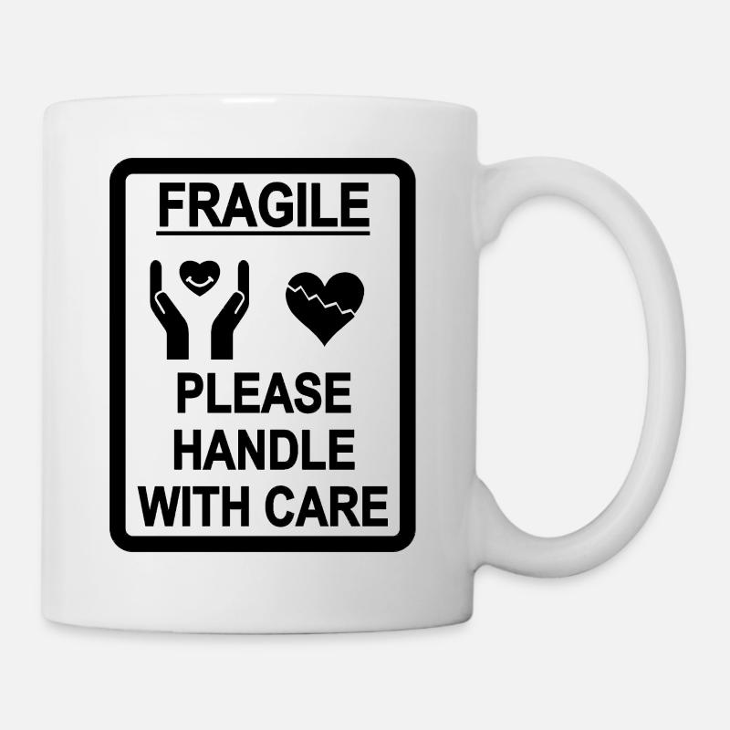 coeur fragile noir - Mug blanc - blanc