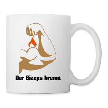 Der Bizeps brennt Muskeln Sport Fitness - Tasse - Weiß - Rechts