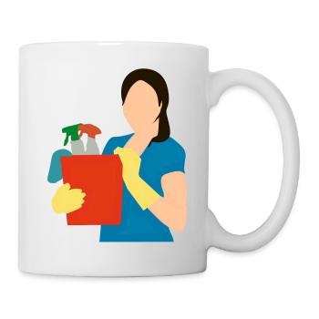 cleaning cleaning cleaning woman broom wischmop38 - Mug - white - Right