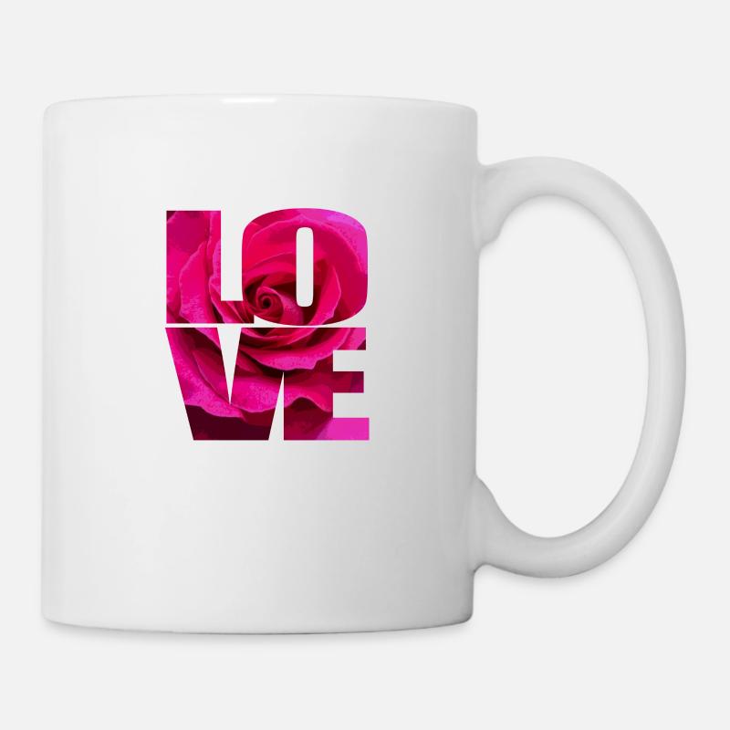 Roses in the lettering LOVE - Mug - white