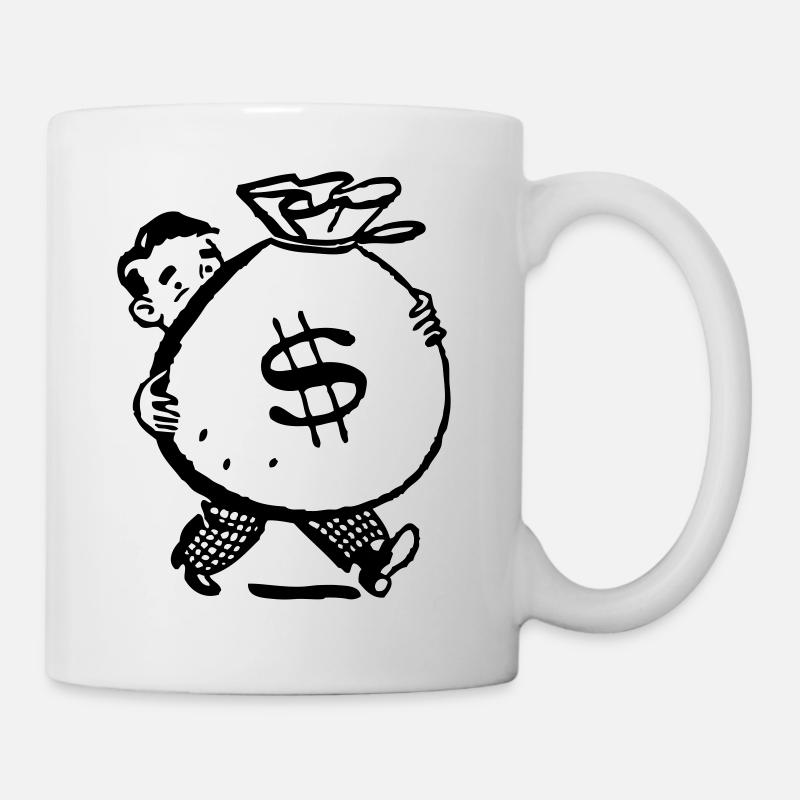 Geld Mensch Geschenkidee Sack groß viel Cartoon - Tasse - Weiß