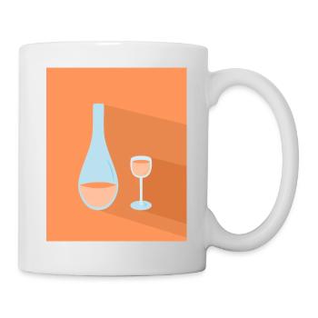 Flasche und Glas - Tasse - Weiß - Rechts