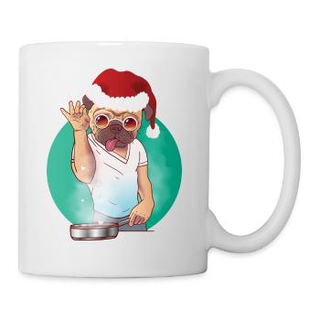 Boiling dog with glasses and santa hat - Mug - white - Right
