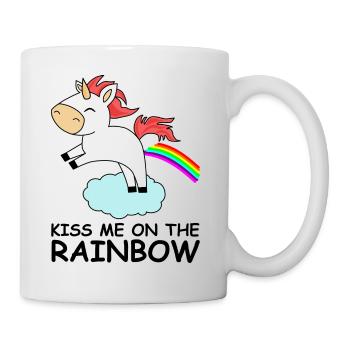 me baiser sur l'arc en ciel licorne arc-en-mignon - Mug blanc - blanc - Droite