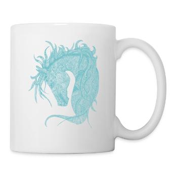 Horses Head Zentangle Turquoise - Mug - white - Right