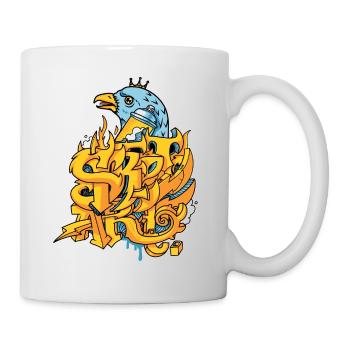 Graffiti street art with eagle and crown - Mug - white - Right
