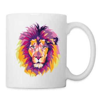 Bunte Löwen Pop Art Zeichentrick Zeichnung - Tasse - Weiß - Rechts