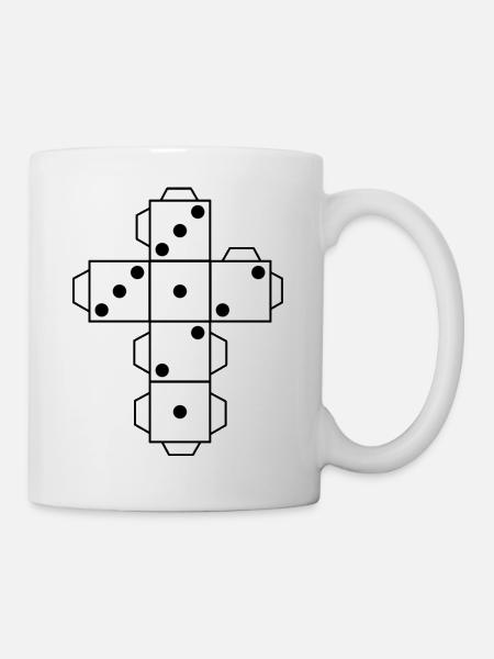 Dés yeux dés points blancs de la vitesse de coupe plié - Mug blanc - blanc