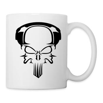 Crâne avec un casque DJ de musique de club techno - Mug blanc - blanc - Droite