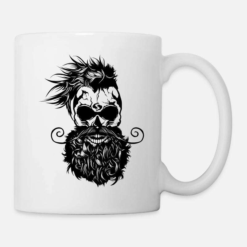 tete de mort hipster skull barbu barbe moustache s - Mug blanc - blanc