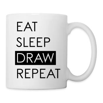 EAT SLEEP DRAW REPEAT - Das Leben der Kreativen - Tasse - Weiß - Rechts
