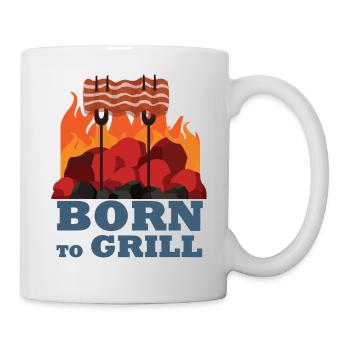 Geboren um zu grilen BBQ Zeit Geschenk Grill - Tasse - Weiß - Rechts