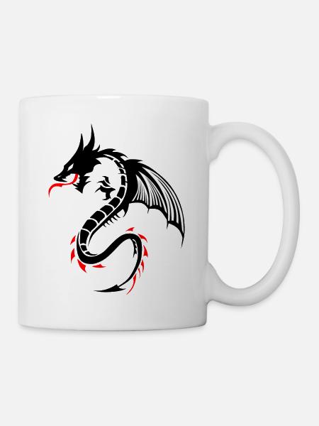 Drachen Tribal Tattoo Form 2204 uw - Tasse - Weiß