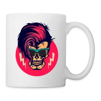 Kopf des Todes Hipster Punk Schädel Schädel Eclair Frisur - Tasse - Weiß - Rechts