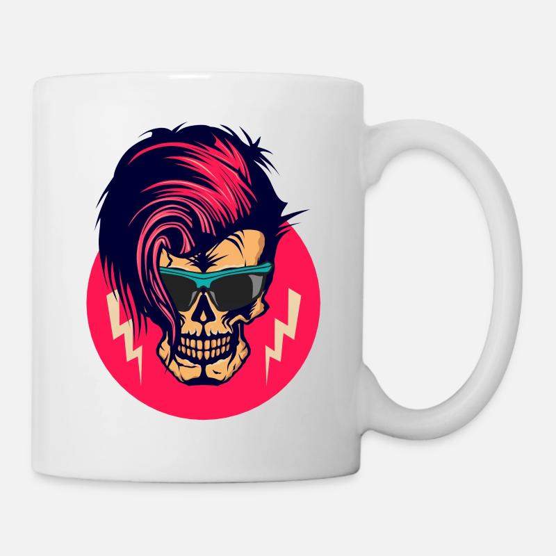 tete de mort hipster punk crane skull eclair coiff - Mug blanc - blanc