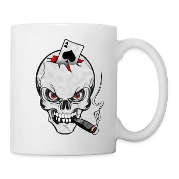 skull poker - Mug blanc - blanc - Droite