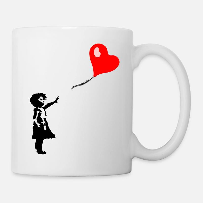 Ballon Mädchen Herz - Tasse - Weiß