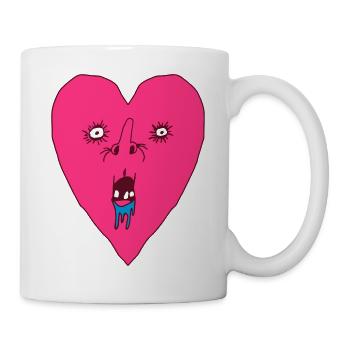 Herz Grimasse - Hässliches Herzgesicht - Tasse - Weiß - Rechts