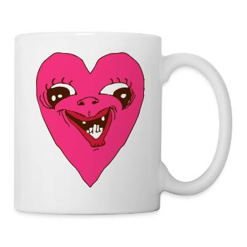 Herz Grimasse - Hässliches Herzgesicht - Tasse - Weiß - Rechts