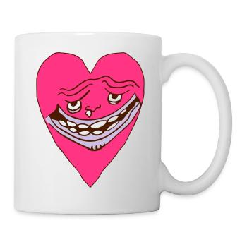 Herz Grimasse - Hässliches Herz Gesicht - Tasse - Weiß - Rechts