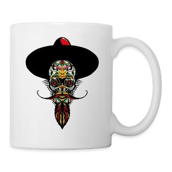 tete de mort mexicaine hipster barbu moustache cha - Mug blanc - blanc - Droite
