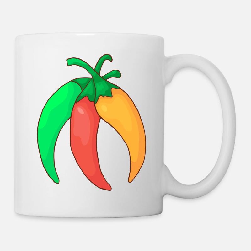 Green red yellow chilli pepper hot pepper vegetables - Mug - white