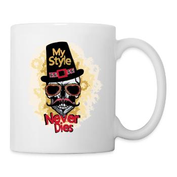 tete de mort hipster moustache lunette de soleil c - Mug blanc - blanc - Droite