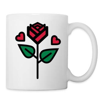 Valentinstag Rose mit Herz - Tasse - Weiß - Rechts