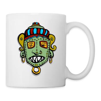 Visage de tête de masque tribal indien maya inka - Mug blanc - blanc - Droite