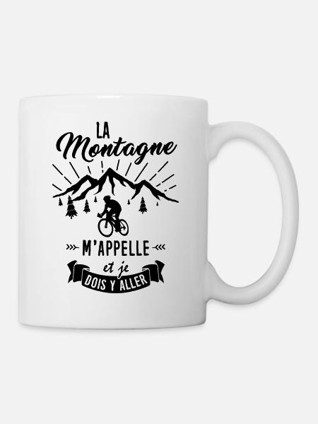 T-shirt Vélo - La Montagne m'appelle - Mug blanc - blanc